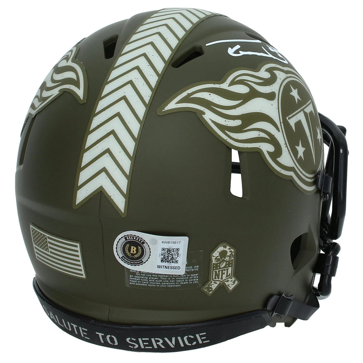 Taylor Lewan Autographed Tennessee Titans 2022 Salute to Service Speed Mini Helmet Beckett Witnessed