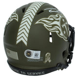 Taylor Lewan Autographed Tennessee Titans 2022 Salute to Service Speed Mini Helmet Beckett Witnessed