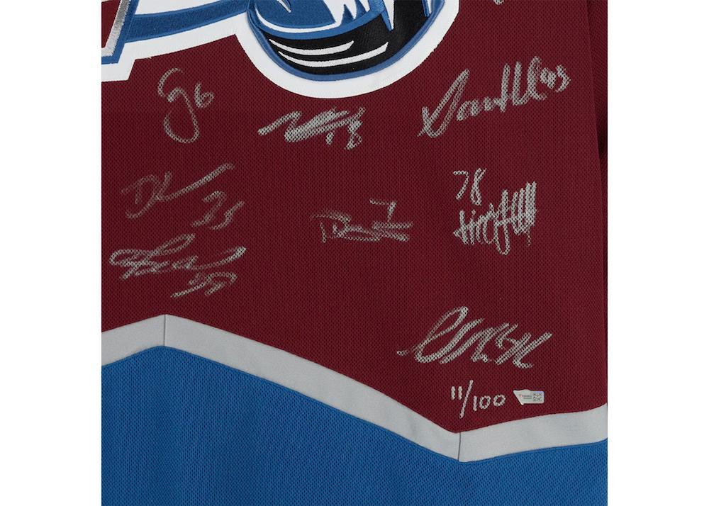Colorado Avalanche Team Autographed Colorado Avalanche Burgundy Adidas Climalite Authentic Jersey w/22 Stanley Cup Patch Fanatics LE 100