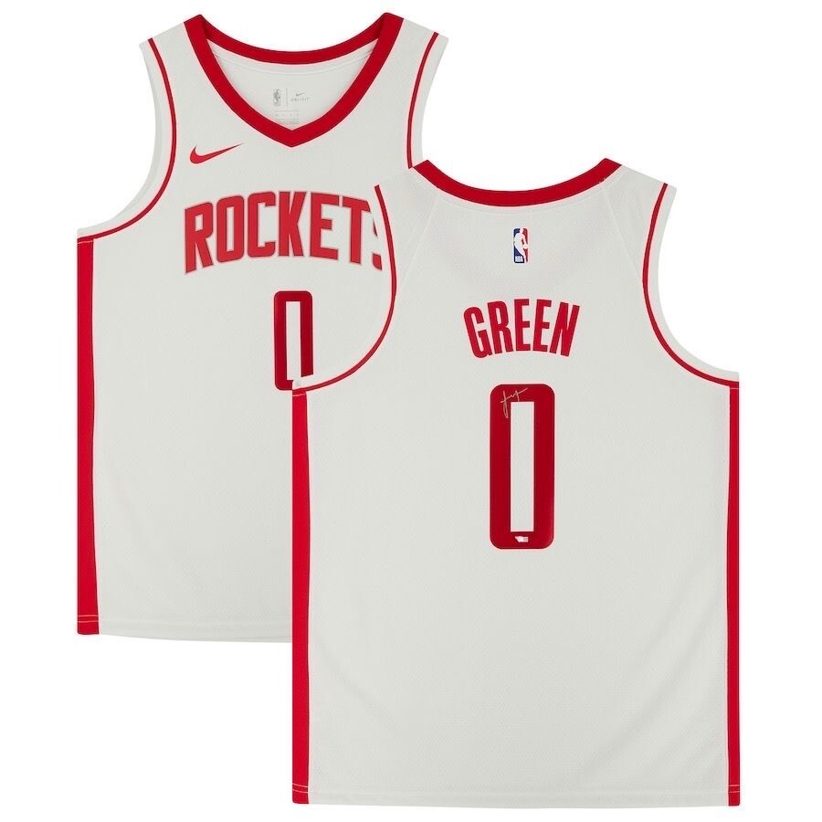 JALEN GREEN Autographed Houston Rockets White Nike Icon Swingman Jersey FANATICS