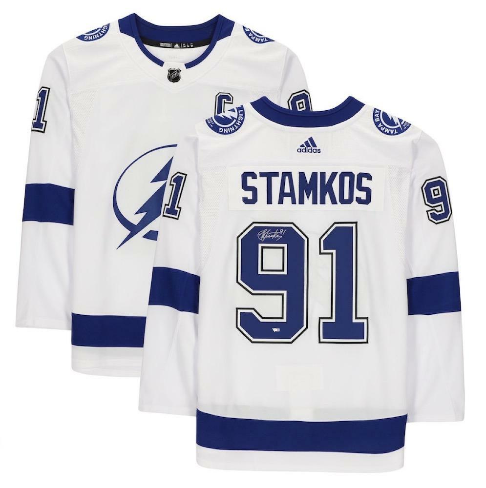 STEVEN STAMKOS Autographed Tampa Bay Lightning White Adidas Jersey FANATICS