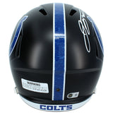 Jonathan Taylor Autographed Indianapolis Colts Black 2023 Alternate Speed Full Size Helmet Beckett Witnessed