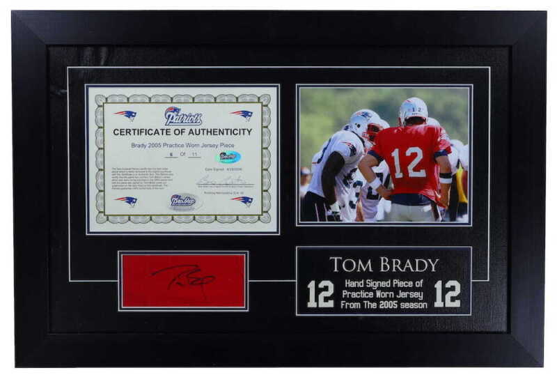TOM BRADY Autographed New England Patriots 2006 Practice Used Signed Jersey Framed Display Patriots Pro Shop Authenticated
