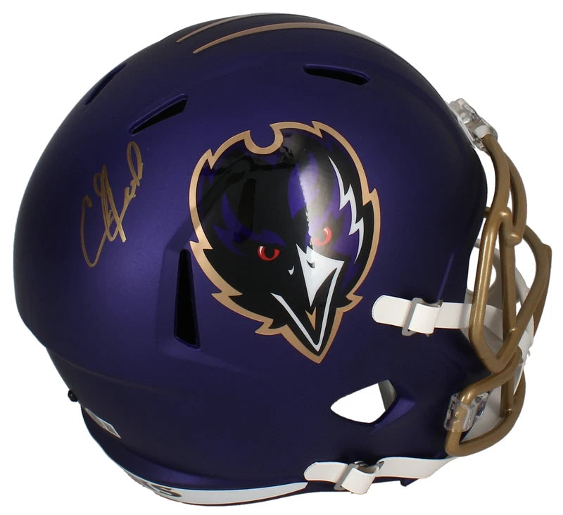 Ed Reed Autographed Baltimore Ravens Purple 2024 Alternate Speed Full Size Helmet Beckett Witnessed