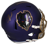 Ed Reed Autographed Baltimore Ravens Purple 2024 Alternate Speed Full Size Helmet Beckett Witnessed