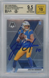 Justin Herbert Autographed Los Angeles Chargers 2020 Panini Mosaic #204 BGS 9.5/10 Rookie Card Fanatics