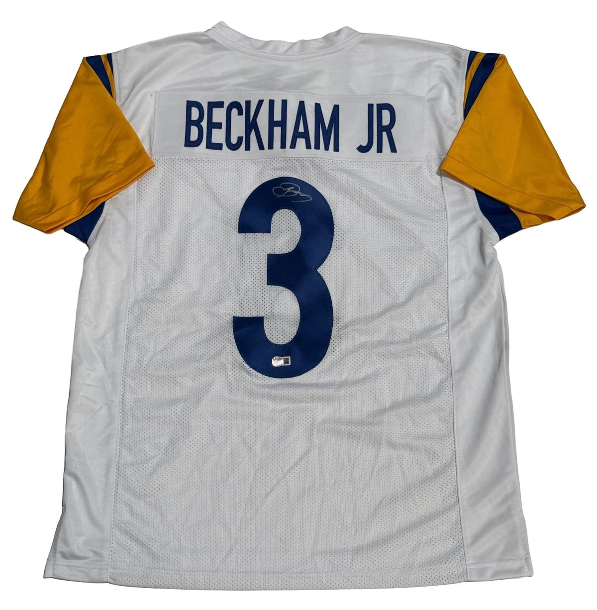Odell Beckham Jr. Autographed White #3 Custom Jersey Beckett Witnessed