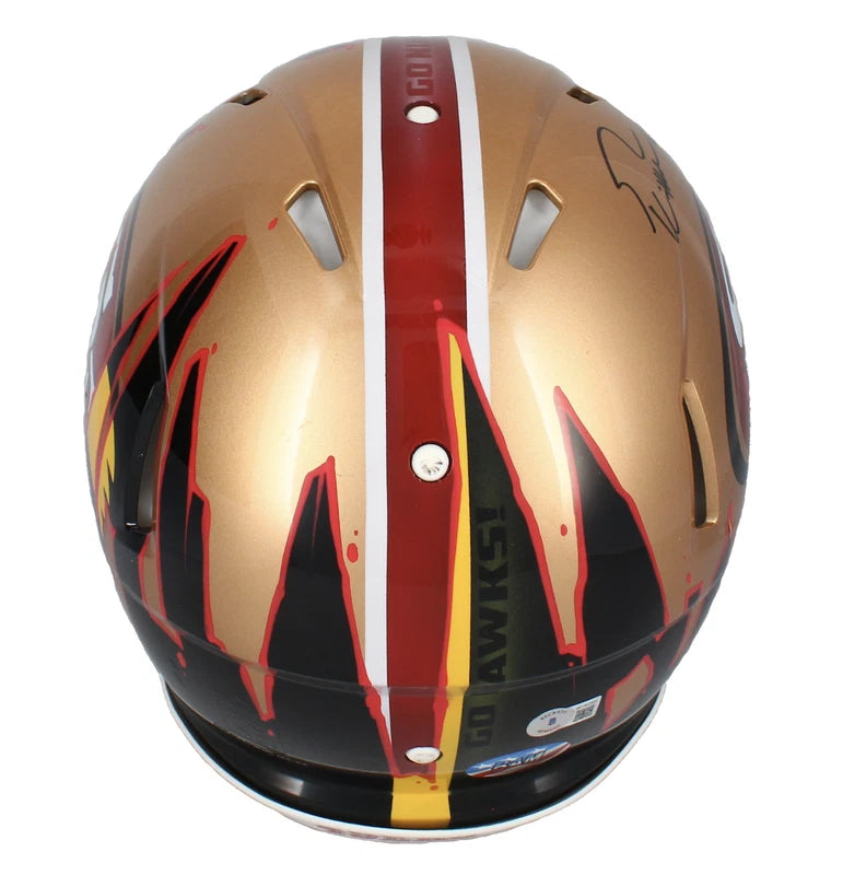 George Kittle Autographed San Francisco 49ers Custom Ripped Authentic Helmet W/ Visor Beckett Witnessed