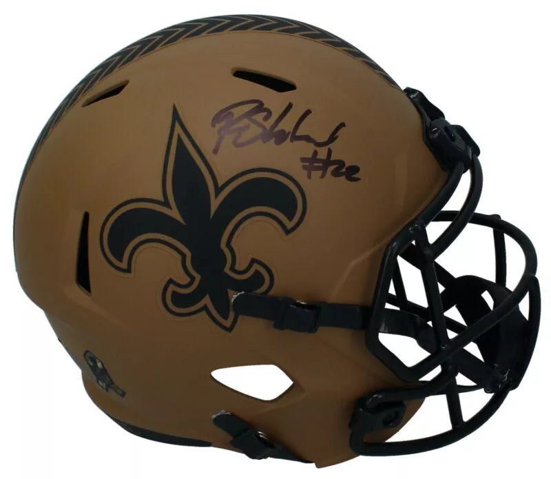 Rashid Shaheed Autographed New Orleans Saints 2023 Salute to Service Speed Full Size Helmet Beckett Witnessed