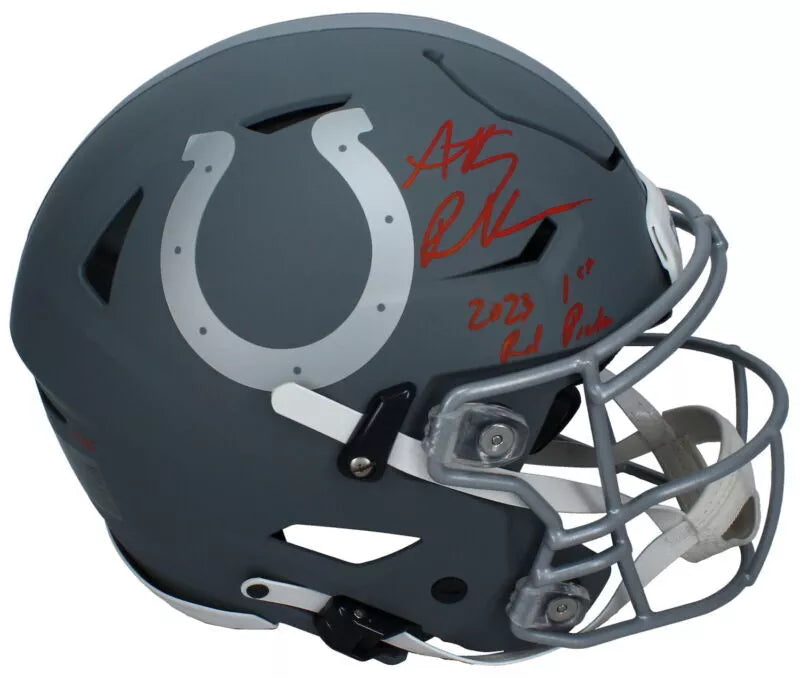 Anthony Richardson Autographed/Inscribed "2023 1st Rd Pick" Indianapolis Colts Slate Speedflex Authentic Helmet LE 5/25 Fanatics
