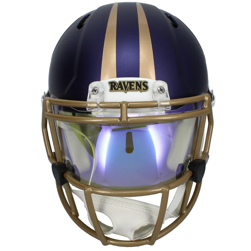 Ed Reed Autographed Baltimore Ravens Purple 2024 Alternate Speed Authentic Helmet with Visor & 3D Bumpers Beckett Witnessed