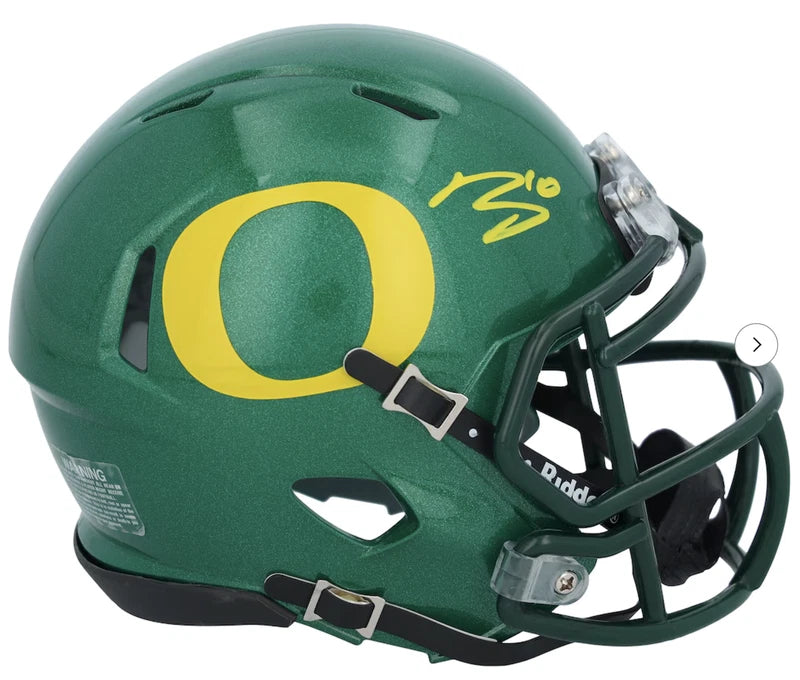Bo Nix Autographed Oregon Ducks Green Speed Mini Helmet Fanatics