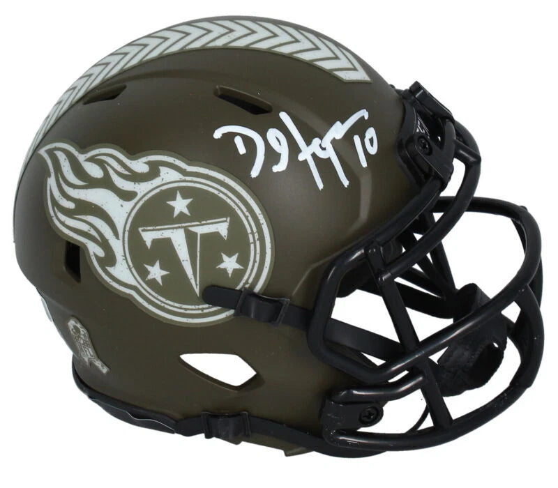 DeAndre Hopkins Autographed Tennessee Titans 2022 Salute to Service Mini Helmet Beckett Witnessed