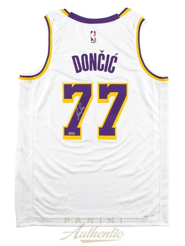 Luka Doncic Autographed Los Angeles Lakers White Nike Association Edition Swingman Jersey Panini