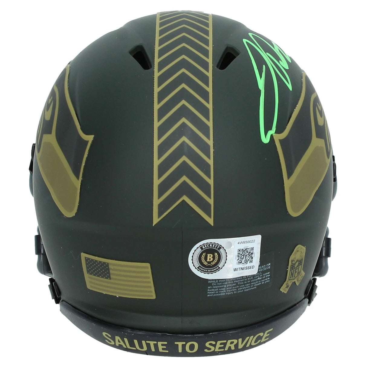 Jadarian Price Autographed Seattle Seahawks 2025 Salute to Service Speed Mini Helmet Beckett Witnessed