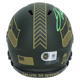 Jadarian Price Autographed Seattle Seahawks 2025 Salute to Service Speed Mini Helmet Beckett Witnessed