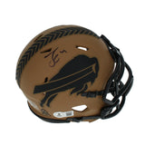 James Cook Autographed Buffalo Bills 2023 Salute to Service Speed Mini Helmet Beckett Witnessed