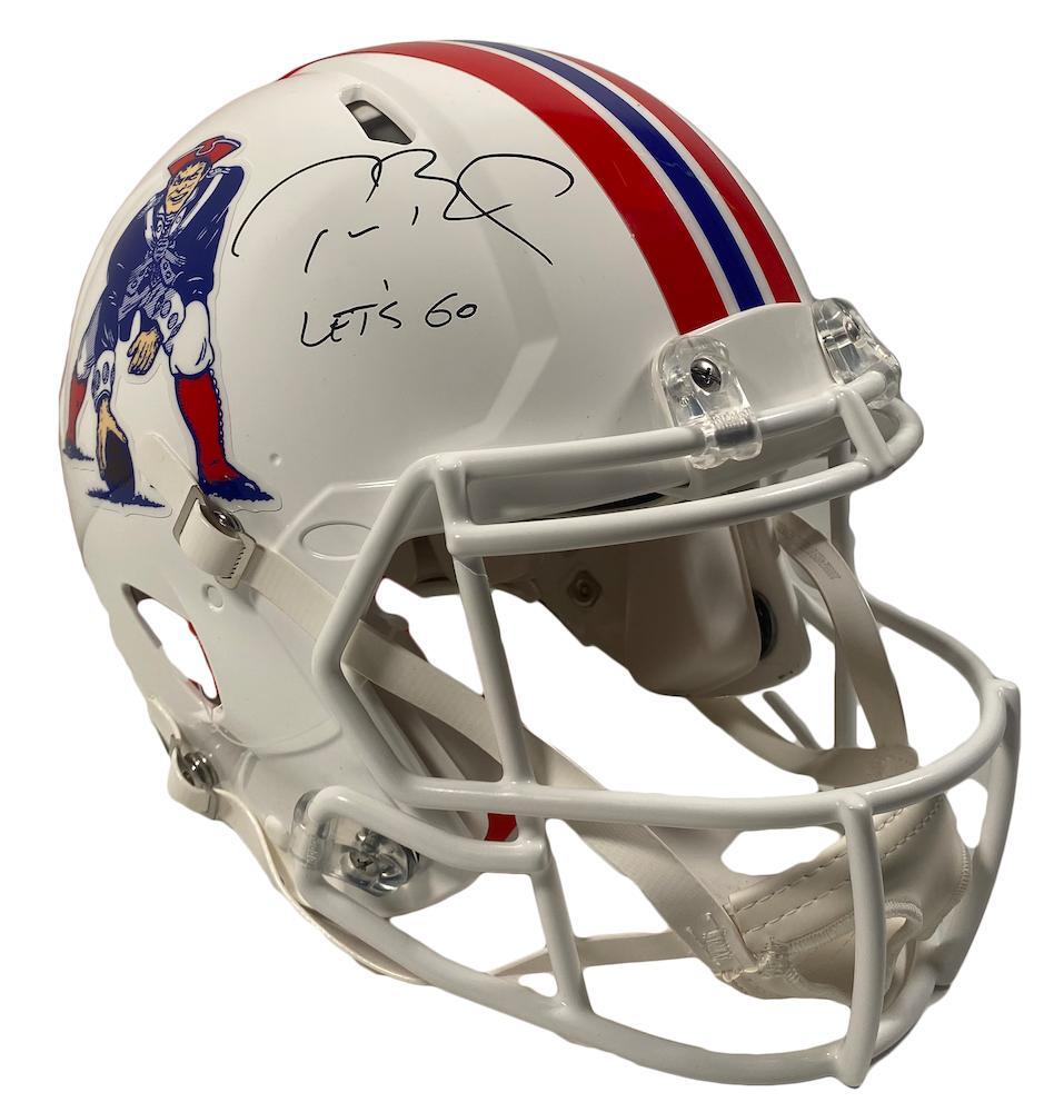 TOM BRADY Autographed/Inscribed "LET'S GO" New England Patriots Throwback Speed Authentic Helmet FANATICS LE 1/12
