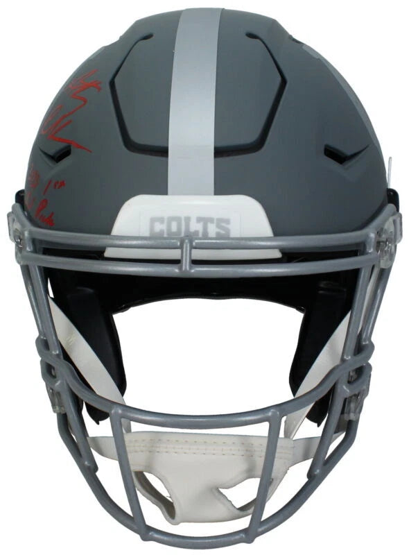 Anthony Richardson Autographed/Inscribed "2023 1st Rd Pick" Indianapolis Colts Slate Speedflex Authentic Helmet LE 5/25 Fanatics