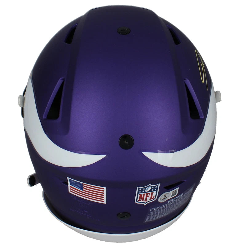 Jordan Addison Autographed Minnesota Vikings 2023 Alternate Tribute Speedflex Authentic Helmet Beckett Witnessed