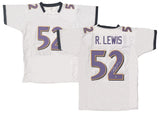 Ray Lewis Autographed White #52 Custom Jersey Beckett Witnessed
