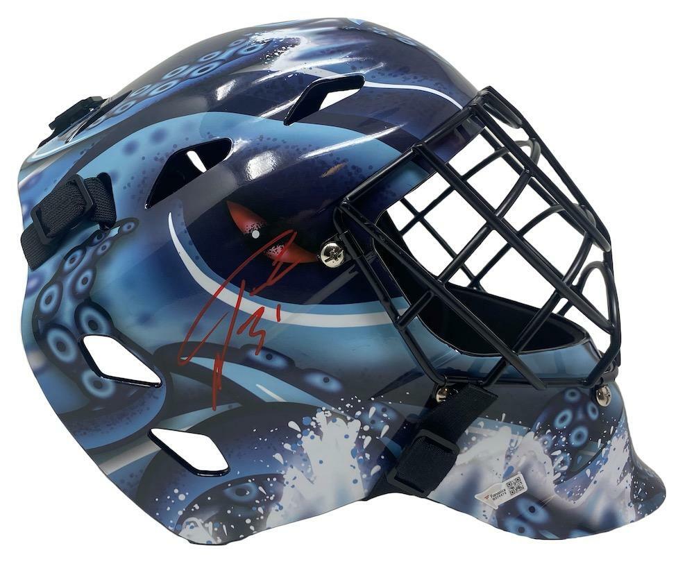 Philipp Grubauer Autographed (Red Ink) Seattle Kraken Full Size Replica Goalie Mask Fanatics