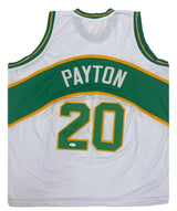 Gary Payton Autographed Green and White #20 Custom Jersey JSA Witnessed