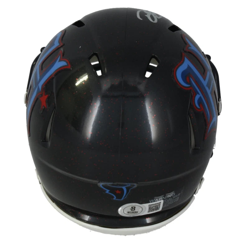 Dalton Schultz Autographed Houston Texans 2024 Navy Alternate H-Town Speed Mini Helmet Beckett Witnessed