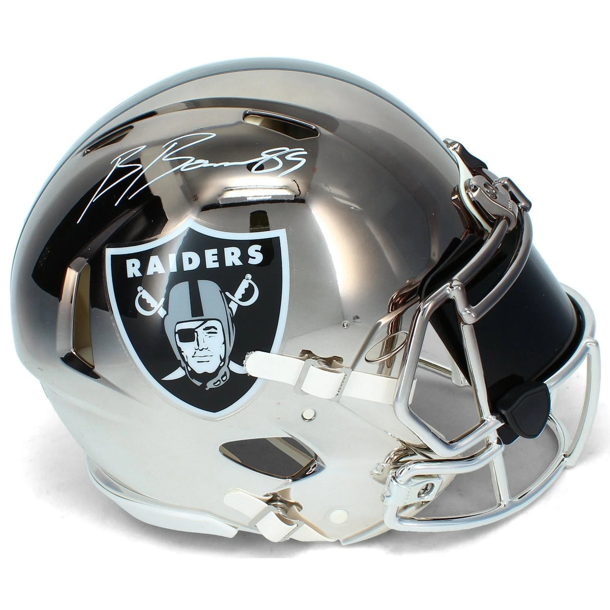 Brock Bowers Autographed Las Vegas Raiders Custom Spectra Chrome Speed Authentic Helmet Beckett Witnessed