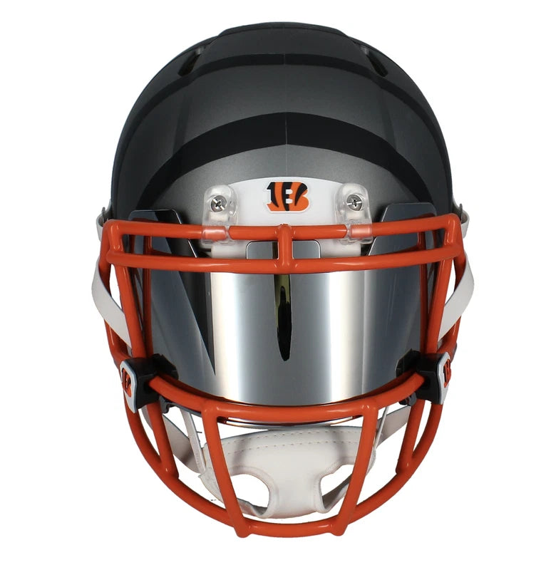 Joe Burrow Autographed Cincinnati Bengals Custom Flash Drip Speed Authentic Helmet w/Silver Visor & 3D Bumpers Fanatics