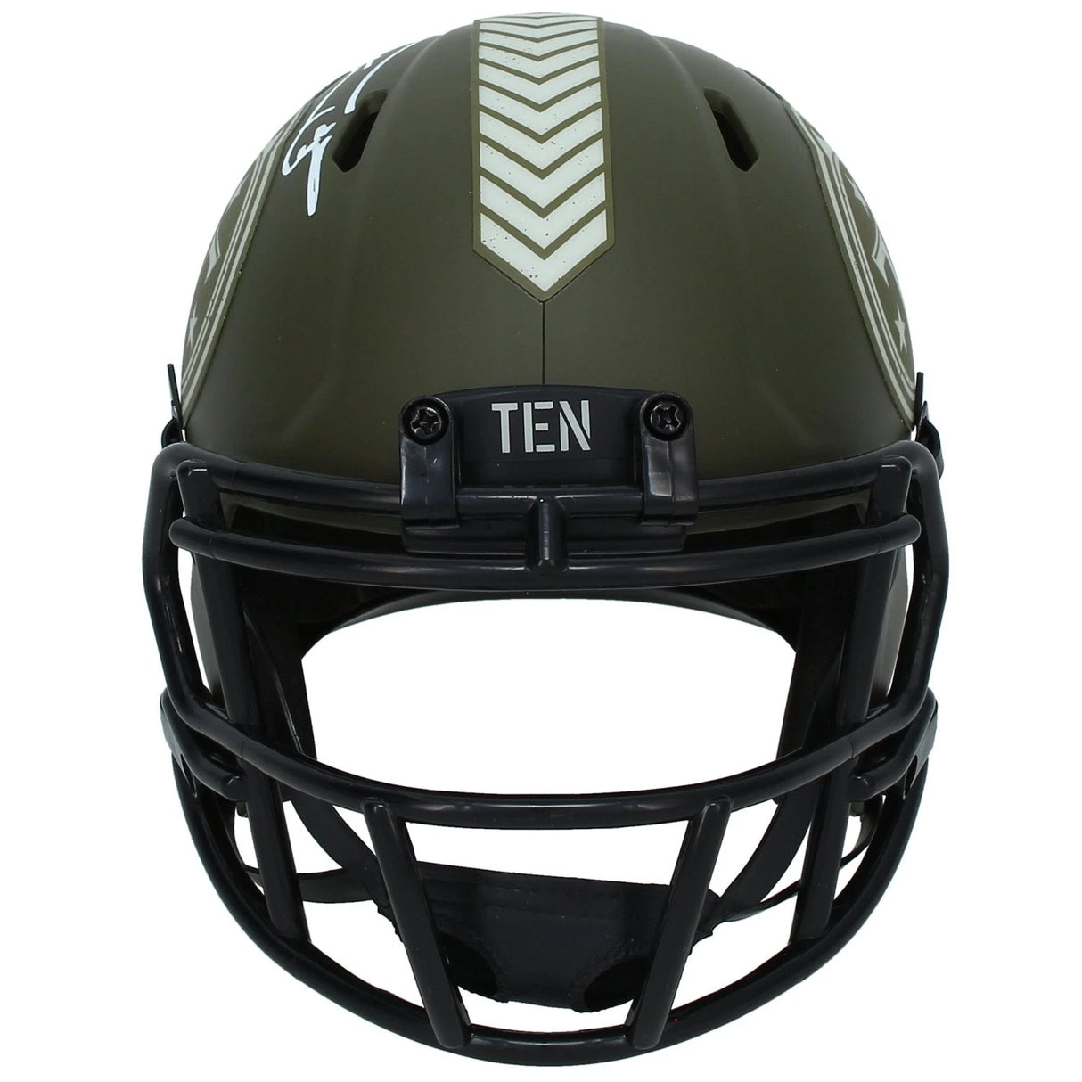 Taylor Lewan Autographed Tennessee Titans 2022 Salute to Service Speed Mini Helmet Beckett Witnessed