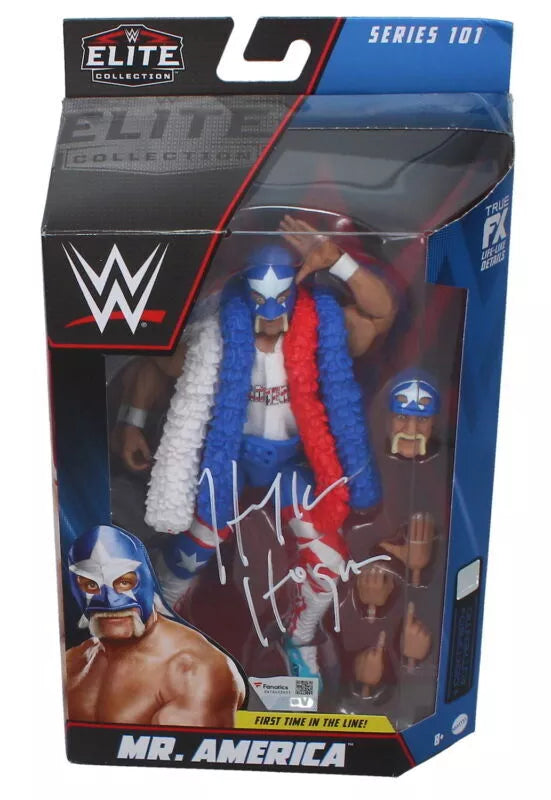 Hulk Hogan Autographed WWE Mattel Elite Series 101 Mr. America Action Figure Fanatics
