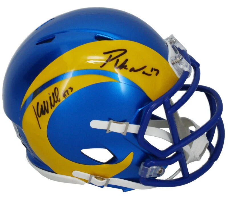 Kyren Williams/Puka Nacua Dual Autographed Los Angeles Rams Speed Mini Helmet Fanatics/Beckett Witnessed