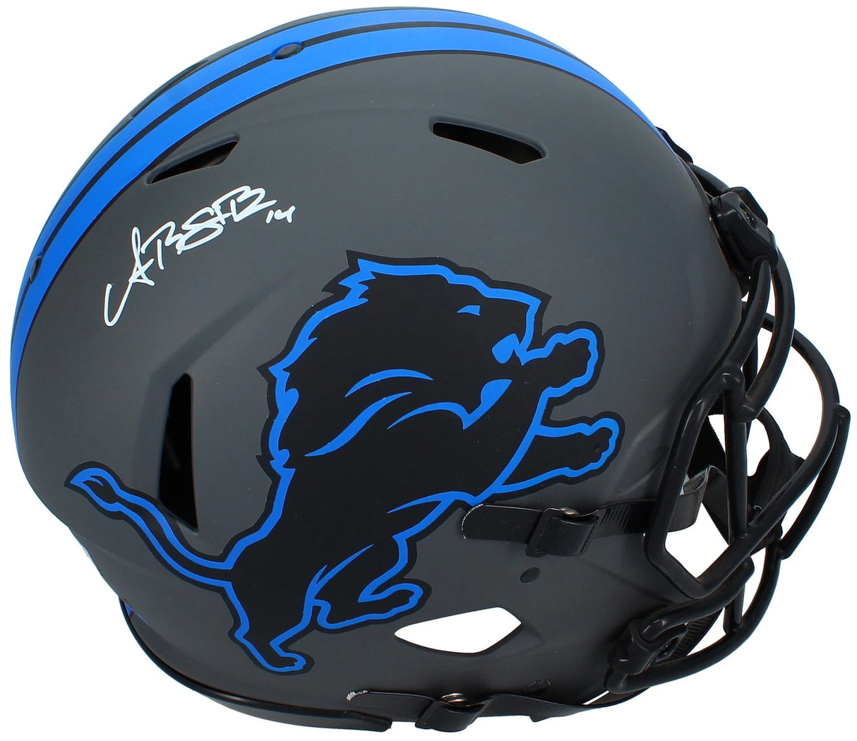 Amon-Ra St. Brown Autographed Detroit Lions FSM Custom Painted Gray Speed Authentic Helmet Beckett Witnessed