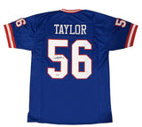 Lawrence Taylor Autographed #56 Navy Blue Throwback Custom Jersey Beckett Witnessed