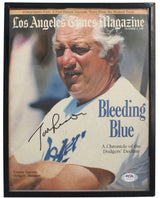 Tommy Lasorda Autographed Los Angeles Dodgers 10/4/87 Los Angeles Times Magazine in Metallic Frame PSA/DNA
