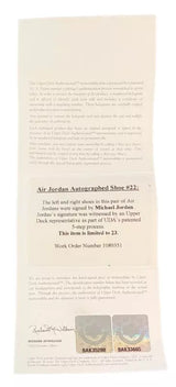 Michael Jordan Autographed Legacy Edition 1's and 22's Shoes UDA LE 5/23