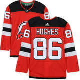 JACK HUGHES Autographed New Jersey Devils Red Adidas Authentic Jersey FANATICS