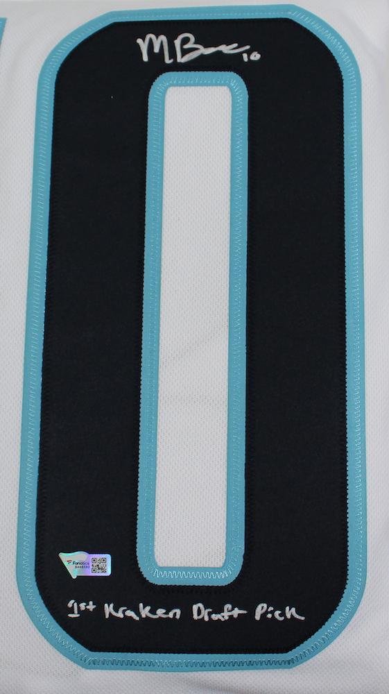 MATT BENIERS Autographed/Inscribed "1st Kraken Draft Pick" Seattle Kraken White Adidas Jersey FANATICS