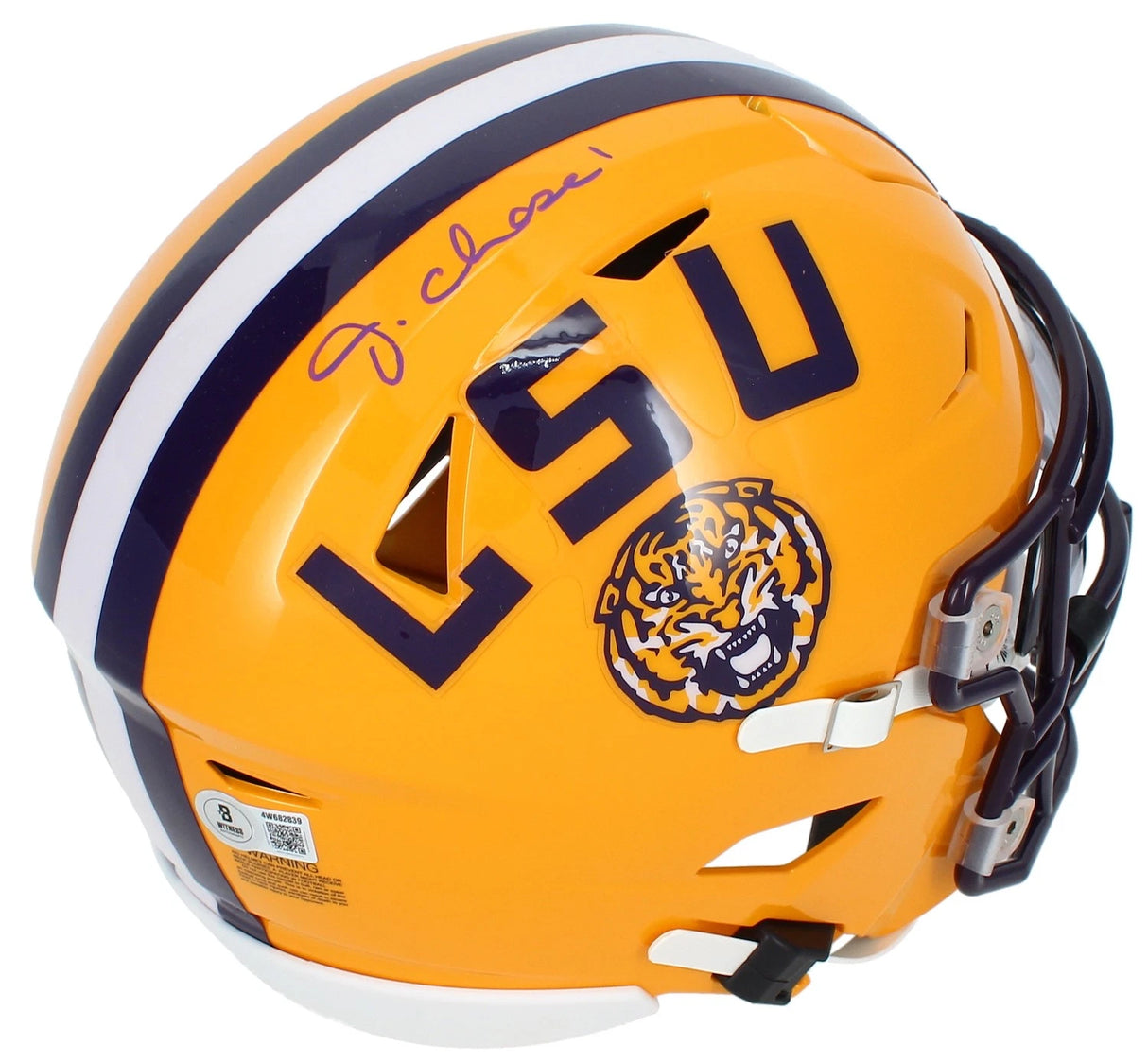 Ja'Marr Chase Autographed LSU Tigers Speedflex Midi Helmet Beckett Witnessed