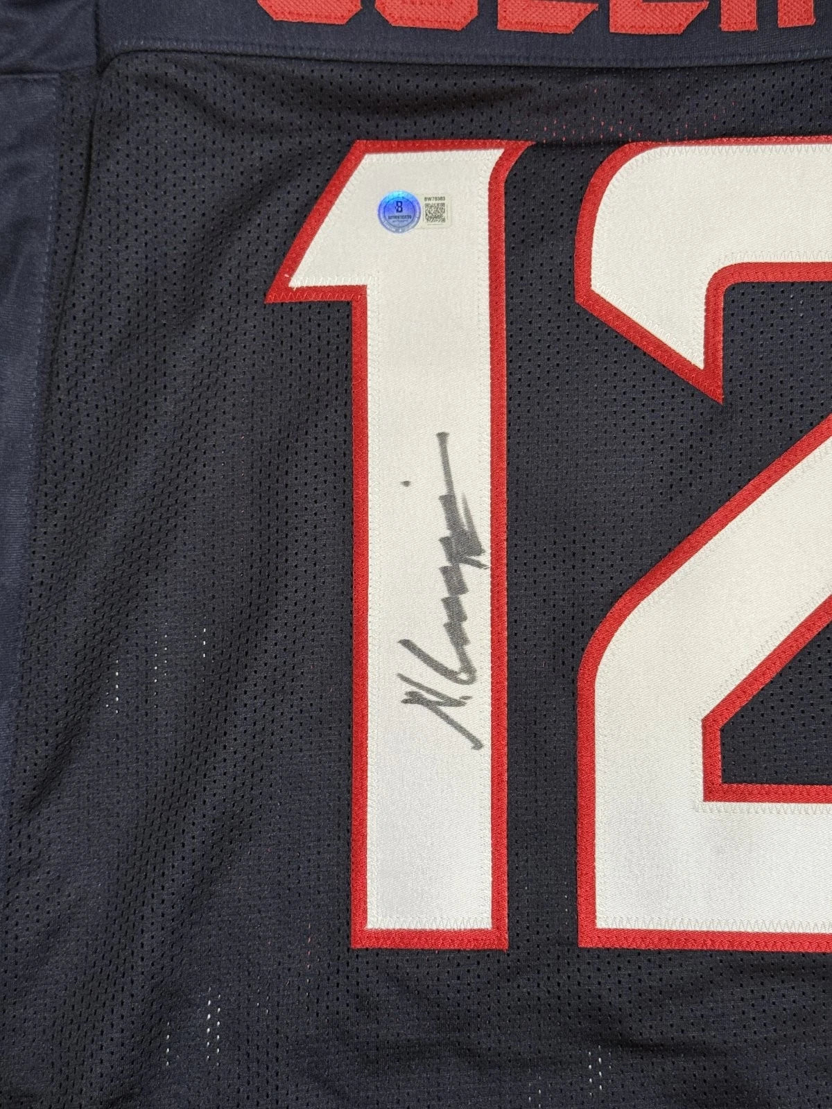 Nico Collins Autographed Navy Blue #12 Custom Jersey Beckett Authenticated