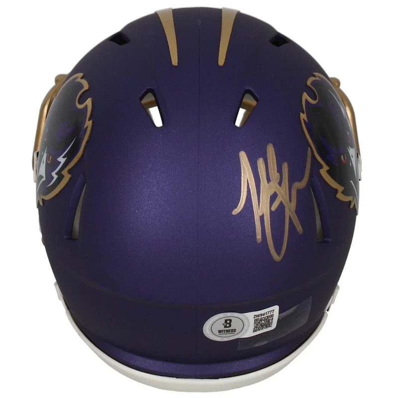 Terrell Suggs Autographed Baltimore Ravens Purple 2024 Alternate Speed Mini Helmet Beckett Witnessed