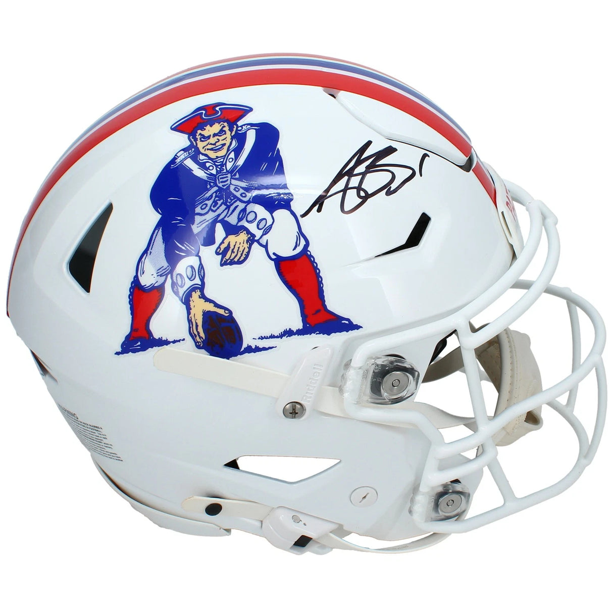 A.J. Brown Autographed New England Patriots 1982-89 Throwback Speedflex Authentic Helmet Beckett Witnessed