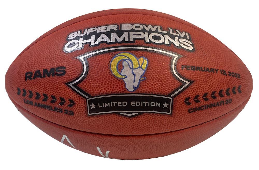 COOPER KUPP Autographed/Inscribed "SB LVI CHAMPS" Los Angeles Rams SB LVI Champions Logo Wilson Duke Authentic Football FANATICS LE 1/56