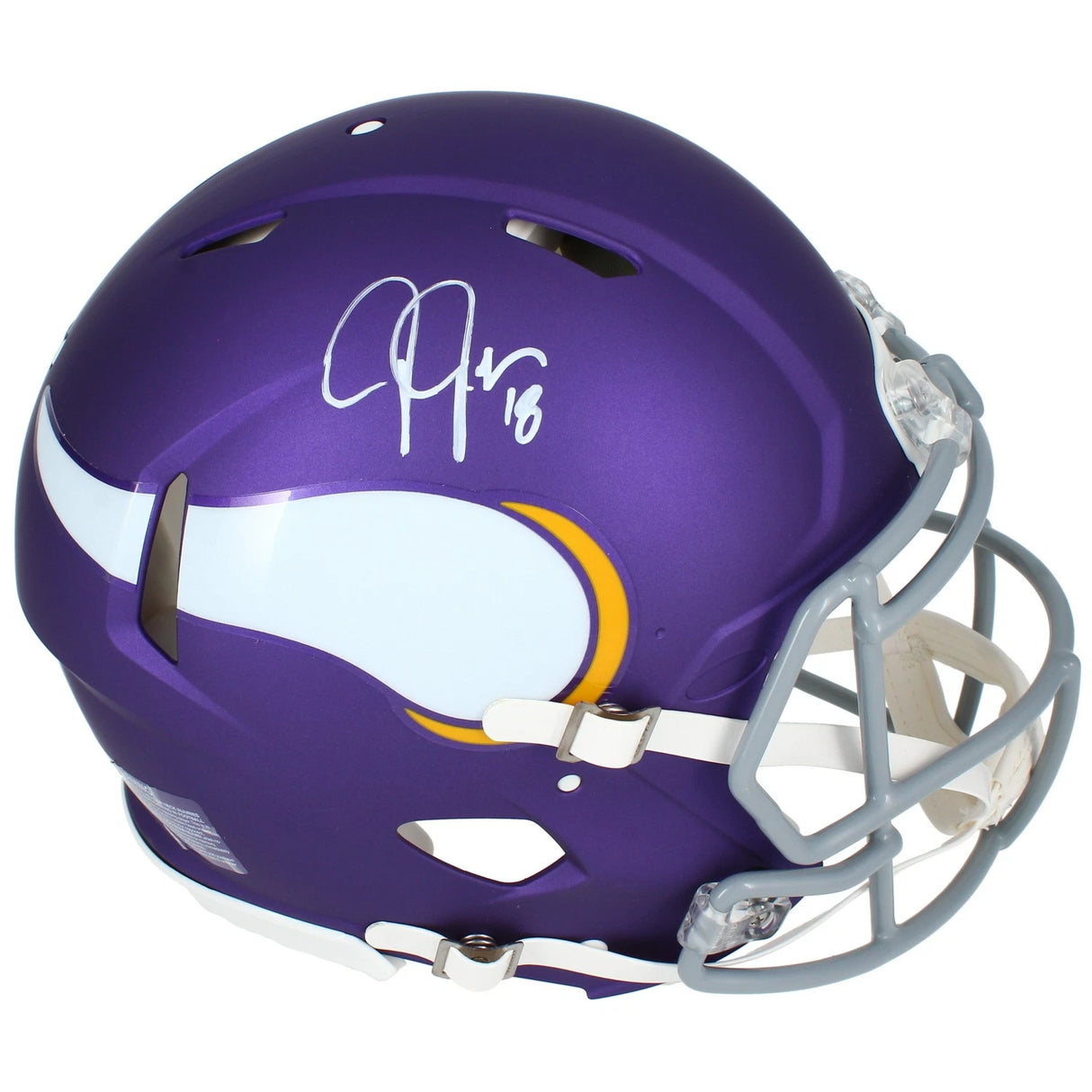 Justin Jefferson Autographed Minnesota Vikings 2023 Alternate Tribute Speed Authentic Helmet Beckett Witnessed