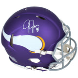 Justin Jefferson Autographed Minnesota Vikings 2023 Alternate Tribute Speed Authentic Helmet Beckett Witnessed