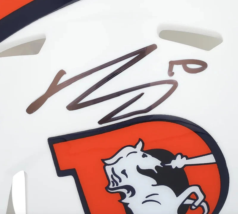 Bo Nix Autographed Denver Broncos White 2023 Alternate Speed Mini Helmet Fanatics
