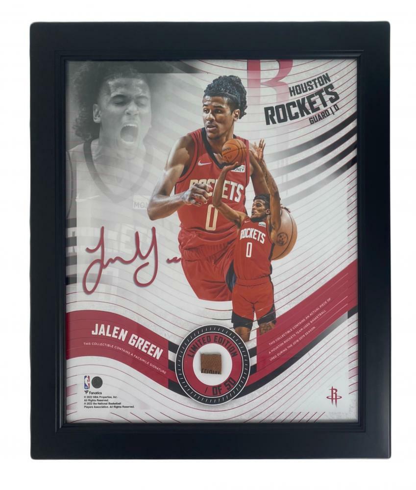 JALEN GREEN Framed Houston Rockets 15" x 17" Game Used Basketball Collage LE 1/50