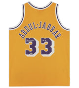 Kareem Abdul-Jabbar Autographed/Inscribed "HOF 95" Los Angeles Lakers Mitchell & Ness Gold 1984-85 Swingman Jersey Fanatics