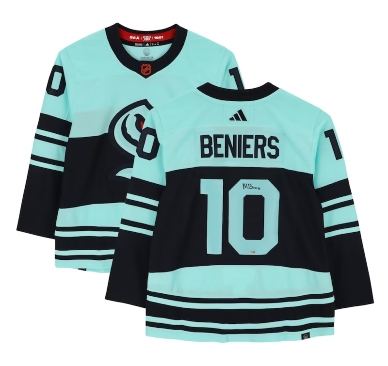 MATT BENIERS Autographed Seattle Kraken 2022-23 Adidas Reverse Retro Jersey FANATICS